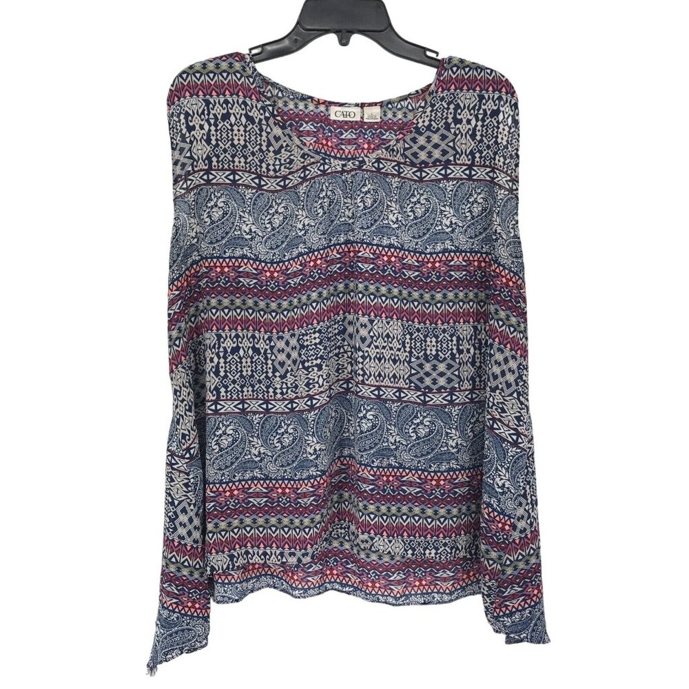 Cato Womens L Boho Tank Asymmetrical Sleeveless Multicolor Artsy Top Shark Bite
